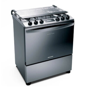 Fogão Brastemp 5 bocas inox com turbo chama touch timer e auto desligamento